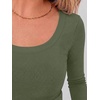 image:imageANRABESS Long Sleeve Crop Top for Women Scoop Neck Ribbed ShirtsArmy Green