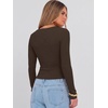 image:imageANRABESS Long Sleeve Crop Top for Women Scoop Neck Ribbed ShirtsBrown