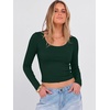 image:imageANRABESS Long Sleeve Crop Top for Women Scoop Neck Ribbed ShirtsDark Green