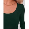 image:imageANRABESS Long Sleeve Crop Top for Women Scoop Neck Ribbed ShirtsDark Green