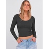 image:imageANRABESS Long Sleeve Crop Top for Women Scoop Neck Ribbed ShirtsDeep Grey