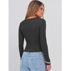 image:imageANRABESS Long Sleeve Crop Top for Women Scoop Neck Ribbed ShirtsDeep Grey