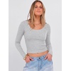 image:imageANRABESS Long Sleeve Crop Top for Women Scoop Neck Ribbed ShirtsGrey