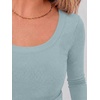 image:imageANRABESS Long Sleeve Crop Top for Women Scoop Neck Ribbed ShirtsGrey Blue