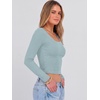 image:imageANRABESS Long Sleeve Crop Top for Women Scoop Neck Ribbed ShirtsGrey Blue