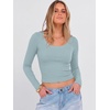 image:imageANRABESS Long Sleeve Crop Top for Women Scoop Neck Ribbed ShirtsGrey Blue