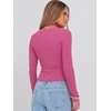image:imageANRABESS Long Sleeve Crop Top for Women Scoop Neck Ribbed ShirtsHot Pink