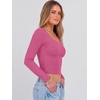 image:imageANRABESS Long Sleeve Crop Top for Women Scoop Neck Ribbed ShirtsHot Pink