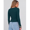 image:imageANRABESS Long Sleeve Crop Top for Women Scoop Neck Ribbed ShirtsLake Blue