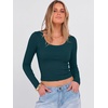 image:imageANRABESS Long Sleeve Crop Top for Women Scoop Neck Ribbed ShirtsLake Blue