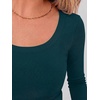 image:imageANRABESS Long Sleeve Crop Top for Women Scoop Neck Ribbed ShirtsLake Blue