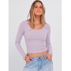 image:imageANRABESS Long Sleeve Crop Top for Women Scoop Neck Ribbed ShirtsLight Purple