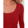 image:imageANRABESS Long Sleeve Crop Top for Women Scoop Neck Ribbed ShirtsRed