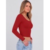 image:imageANRABESS Long Sleeve Crop Top for Women Scoop Neck Ribbed ShirtsRed