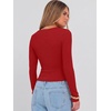 image:imageANRABESS Long Sleeve Crop Top for Women Scoop Neck Ribbed ShirtsRed
