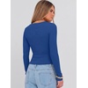image:imageANRABESS Long Sleeve Crop Top for Women Scoop Neck Ribbed ShirtsRoyal Blue