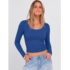 image:imageANRABESS Long Sleeve Crop Top for Women Scoop Neck Ribbed ShirtsRoyal Blue