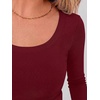 image:imageANRABESS Long Sleeve Crop Top for Women Scoop Neck Ribbed ShirtsWine Red