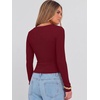 image:imageANRABESS Long Sleeve Crop Top for Women Scoop Neck Ribbed ShirtsWine Red