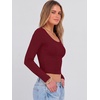 image:imageANRABESS Long Sleeve Crop Top for Women Scoop Neck Ribbed ShirtsWine Red