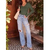 image:imageANRABESS Long Sleeve Shirts for Women Fall V Neck Slim Fit Tops Basic TeeArmy Green
