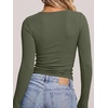 image:imageANRABESS Long Sleeve Shirts for Women Fall V Neck Slim Fit Tops Basic TeeArmy Green