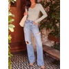 image:imageANRABESS Long Sleeve Shirts for Women Fall V Neck Slim Fit Tops Basic TeeBeige