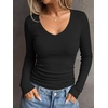 image:imageANRABESS Long Sleeve Shirts for Women Fall V Neck Slim Fit Tops Basic TeeBlack