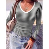 image:imageANRABESS Long Sleeve Shirts for Women Fall V Neck Slim Fit Tops Basic TeeBlack White