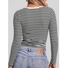 image:imageANRABESS Long Sleeve Shirts for Women Fall V Neck Slim Fit Tops Basic TeeBlack White