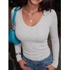 image:imageANRABESS Long Sleeve Shirts for Women Fall V Neck Slim Fit Tops Basic TeeBright Grey