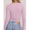 image:imageANRABESS Long Sleeve Shirts for Women Fall V Neck Slim Fit Tops Basic TeeBright Pink