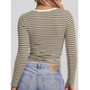 image:imageANRABESS Long Sleeve Shirts for Women Fall V Neck Slim Fit Tops Basic TeeBrown White