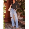 image:imageANRABESS Long Sleeve Shirts for Women Fall V Neck Slim Fit Tops Basic TeeCoffee