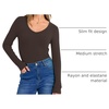 image:imageANRABESS Long Sleeve Shirts for Women Fall V Neck Slim Fit Tops Basic TeeCoffee