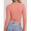 image:imageANRABESS Long Sleeve Shirts for Women Fall V Neck Slim Fit Tops Basic TeeCoral Pink