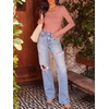 image:imageANRABESS Long Sleeve Shirts for Women Fall V Neck Slim Fit Tops Basic TeeCoral Pink