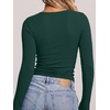 image:imageANRABESS Long Sleeve Shirts for Women Fall V Neck Slim Fit Tops Basic TeeDeep Green