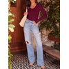 image:imageANRABESS Long Sleeve Shirts for Women Fall V Neck Slim Fit Tops Basic TeeDeep Red