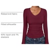 image:imageANRABESS Long Sleeve Shirts for Women Fall V Neck Slim Fit Tops Basic TeeDeep Red