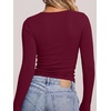 image:imageANRABESS Long Sleeve Shirts for Women Fall V Neck Slim Fit Tops Basic TeeDeep Red