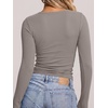 image:imageANRABESS Long Sleeve Shirts for Women Fall V Neck Slim Fit Tops Basic TeeGray Khaki