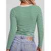 image:imageANRABESS Long Sleeve Shirts for Women Fall V Neck Slim Fit Tops Basic TeeGreen White