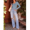 image:imageANRABESS Long Sleeve Shirts for Women Fall V Neck Slim Fit Tops Basic TeeGrey Blue