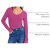 image:imageANRABESS Long Sleeve Shirts for Women Fall V Neck Slim Fit Tops Basic TeeHot Pink