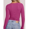 image:imageANRABESS Long Sleeve Shirts for Women Fall V Neck Slim Fit Tops Basic TeeHot Pink