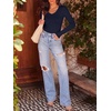image:imageANRABESS Long Sleeve Shirts for Women Fall V Neck Slim Fit Tops Basic TeeNavy Blue