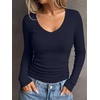 image:imageANRABESS Long Sleeve Shirts for Women Fall V Neck Slim Fit Tops Basic TeeNavy Blue