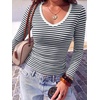 image:imageANRABESS Long Sleeve Shirts for Women Fall V Neck Slim Fit Tops Basic TeeNavy Blue White