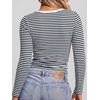 image:imageANRABESS Long Sleeve Shirts for Women Fall V Neck Slim Fit Tops Basic TeeNavy Blue White